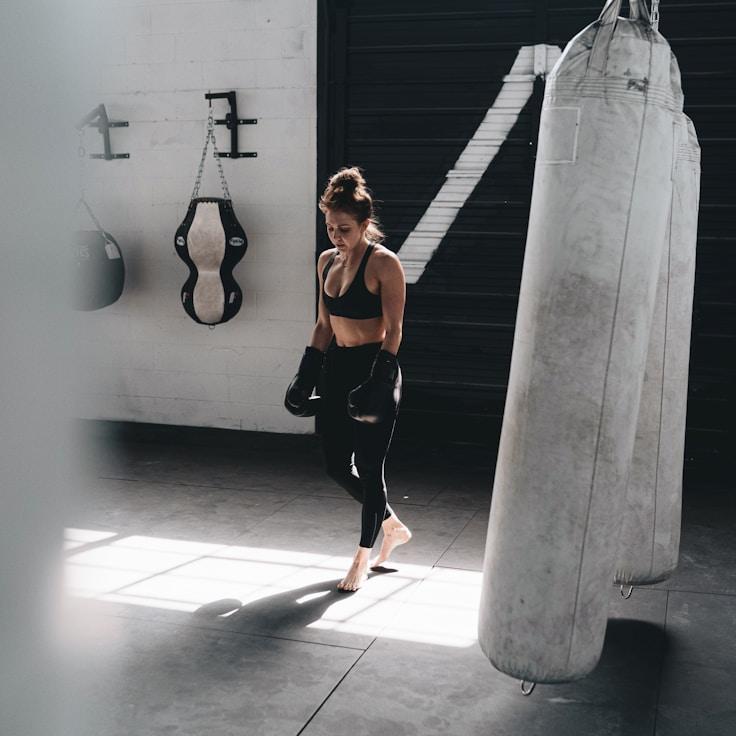 Weight training area with free weights and machines